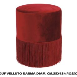 Pouf Velluto Karma Diam. Cm.35X42H Rosso-8021785744103