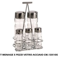 Set Menage 5 Pezzi Vetro Acciaio Cm.13X10X20H-8021785754966
