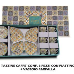 Tazzine Caffe' Con Vassoio Farfalla-8021538052868