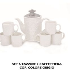 Set Caffe' 7 Pz. Ceramica T. Grigio-8021538820849