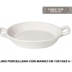 Padellino Porcellana Con Manici Cm.13X10X2H Bianco-