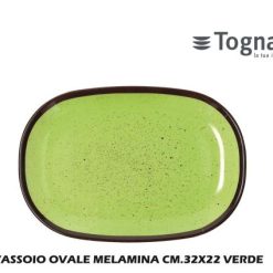 Vassoio Ovale Melamina Cm.32X22 Verde-8056444215670