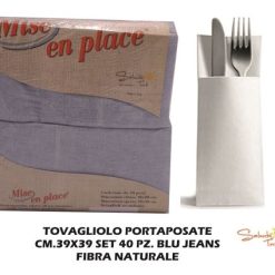 Tovagliolo Portaposate Cm.39X39 Set 40 Pz. Blu Jeans-8052862331473