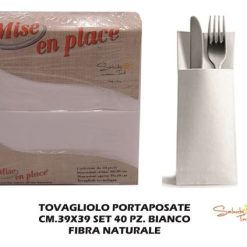 Tovagliolo Portaposate Cm.39X39 Set 40 Pz. Bianco-8052862331480