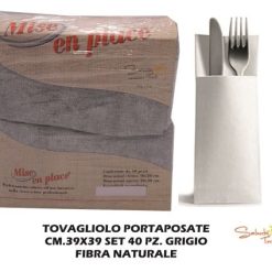 Tovagliolo Portaposate Cm.39X39 Set 40 Pz. Grigio-8052862331497