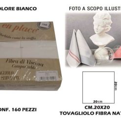 Tovagliolo Fibra Viscosa Cm.20X20 Set 160 Pz. Bianco-8052862339196