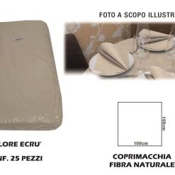 Tovaglia Coprimacchia Fibra Natur. 100X100 Set 25 Pz. Ecru'-8033757433076