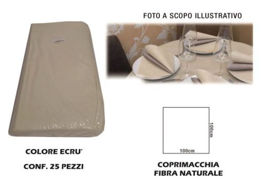 Tovaglia Coprimacchia Fibra Natur. 100X100 Set 25 Pz. Ecru'-8033757433076