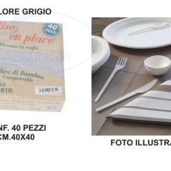 Tovaglioli Fibra Bamboo Cm.40X40 Set 40 Pz. Grigio-8033757439719