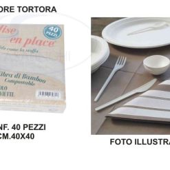 Tovaglioli Fibra Bamboo Cm.40X40 Set 40 Pz. Tortor-8033757439757