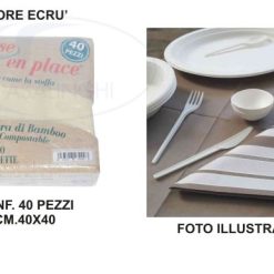 Tovaglioli Fibra Bamboo Cm.40X40 Set 40 Pz. Ecru'-8033757439993