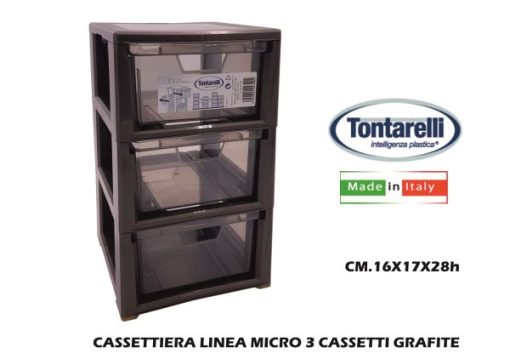 Cassettiera Linea Micro 3 Cassetti Grafite-8009404243992