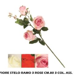 Fiore Stelo Ramo 3 Rose Cm.80 3 Col. Ass.-8031244192260