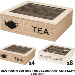 Scatola Porta Te' Classic 9 Scomparti Cm.24X24X7