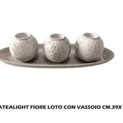 Portatealight Fiore Loto Con Vassoio Cm.39X14X9H-8031244331812