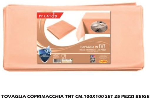 Tovaglia Coprimacchia Tnt 100X100 Set 25 Pz. Beige-8056304643476