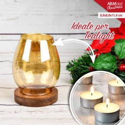 Portatealight Vetro Ambra Cm.8