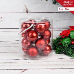 Sfere Natalizie Vetro In Box Cm.5 Set 16 Pz. Rosso-8055710068781