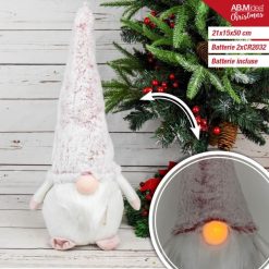 Gnomo Tessuto Con Cappello Plush E Naso Led Cm.21X15X50 Rosa-805710094094