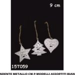 Pendente Metallo Natalizio Cm.9 3 Ass. Bianco-8021538150595