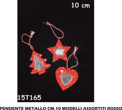 Pendente Metallo Natalizio Cm.10 3 Ass. Rosso-8021538151653