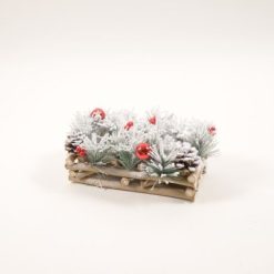 Portacandela 2 Fuochi Snow In Legno Cm.26X15X12H-8034052262514