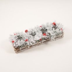 Portacandela 4 Fuochi Snow In Legno Cm.45X15X12H-8034052262538