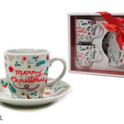 Tazzine Caffe' Conf. 2 Pz. C/Piatt. Cl.8 Marry Christmas-8015361358631