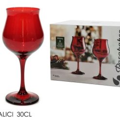 Calice Vetro Set 6 Pz. Cl.30 Wavy Rosso-8693357518742