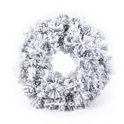 Ghirlanda Natalizia Innevata Cm.60 Con Pigne-8034052538275