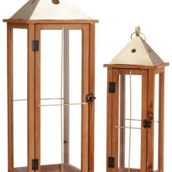 Lanterne Portacandele Set 2 Pz. Nat. Oro Cm.53/70H-8021785675889