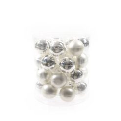 Sfere Natalizie In Box Cm.4 Set 28 Pz. Argento-8034052759946