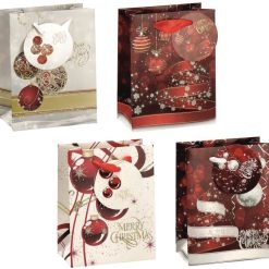 Busta Regalo Carta Cm.12X7X15H Natalizia 4 Decori-8021785763142