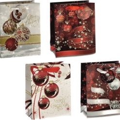 Busta Regalo Carta Cm.18X10X23H Natalizia 4 Decori-8021785763159