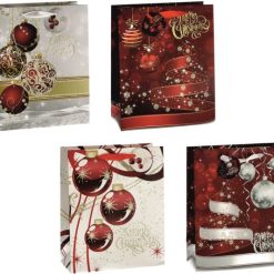 Busta Regalo Carta Cm.26X12X32H Natalizia 4 Decori-8021785763166
