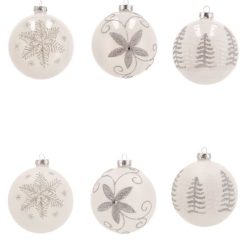Sfere Natalizie In Box Vetro Cm.10 Col. Bianco Ass.-8021785770485