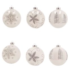 Sfere Natalizie In Box Vetro Cm.12 Col. Bianco Ass.-8021785770492