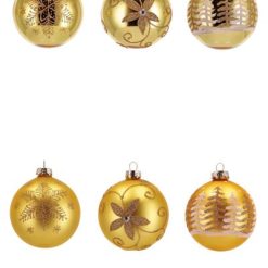 Sfere Natalizie In Box Vetro Cm.8 Col. Oro Ass.-8021785770515