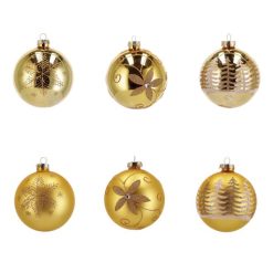 Sfere Natalizie In Box Vetro Cm.10 Col. Oro Ass.-8021785770522