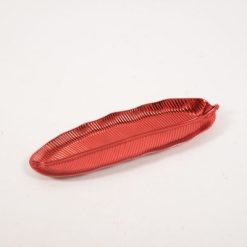 Vassoio Foglia Mirror In Plastica Cm.40X13X3H Rosso-8034052786973