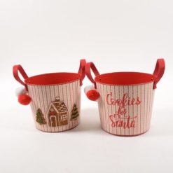 Cesto In Latta Cookies For Santa Tondo Cm.24X20H Pon Pon-8034052787819