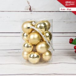 Sfere Natalizie In Box Vetro Cm.4 Set 16 Pz. Oro-8050767800698