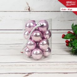 Sfere Natalizie In Box Vetro Cm.4 Set 16 Pz. Rosa-8050767800797