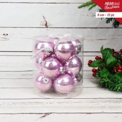 Sfere Natalizie In Box Vetro Cm.6 Set 12 Pz. Rosa-8050767800919