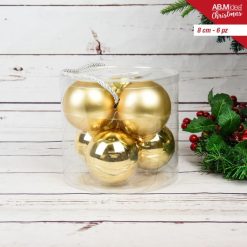 Sfere Natalizie In Box Vetro Cm.8 Set 6 Pz. Oro-8050767800933