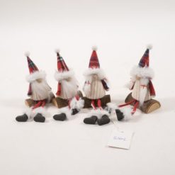 Babbo Natale Tartan Sul Tronchetto Cm.7X5X18H Ass.-8034052851602