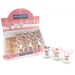 Candela Christmas Hurra' In Bicchierino Vetro Cm.5