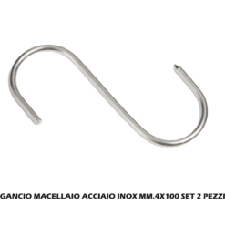 Gancio Macellaio Acciaio Inox Ø4x100 mm – Set 2 Pezzi Resistente