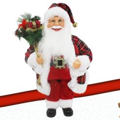 Babbo Natale In Piedi Con Luce Dec. Scozzese Cm.40-8056209090047