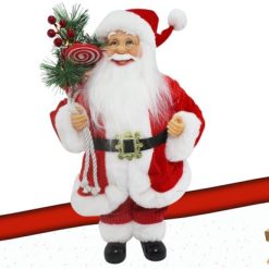 Babbo Natale In Piedi Con Luce Dec. Rosso Cm.40-8056209090207